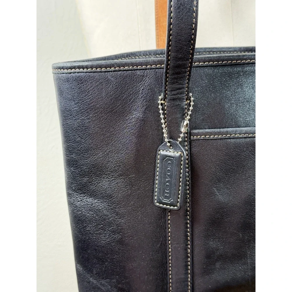 Vintage Coach Tote Women's Black Leather Gallery Shoulder Bag F3X-5187
